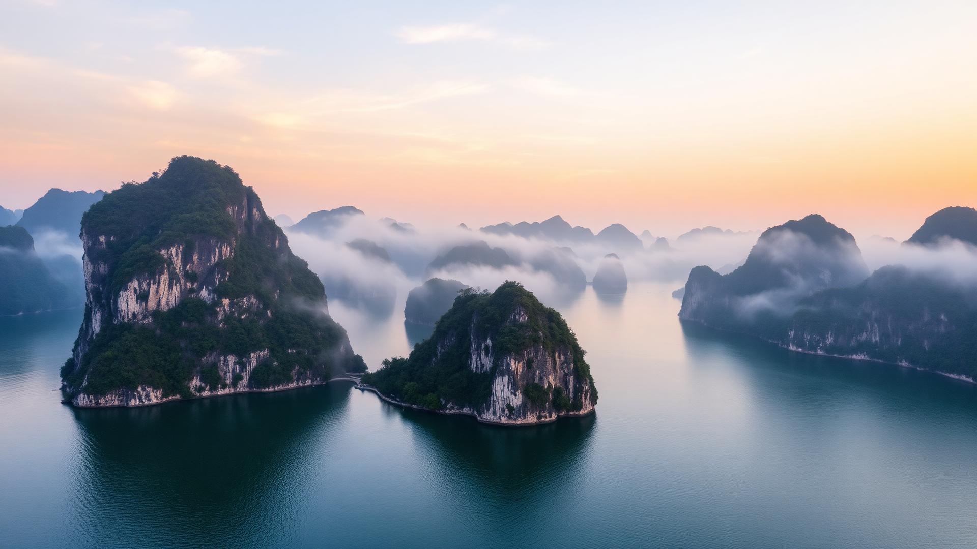 Ha Long Bay al amanecer